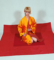 Kimono orange Plaid rot